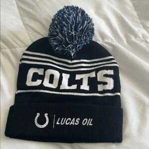 Colts Black and White Pom Beanie